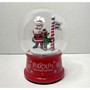 Musical Waterless SNOW GLOBE Santa RUDOLPH the Red-Nosed Reindeer